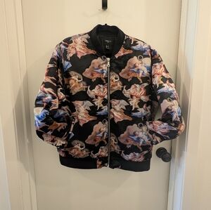 Men's Angel Print Bomber Jacket